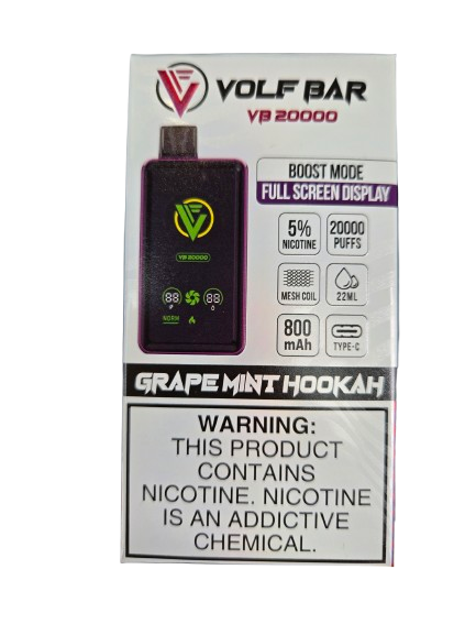 Volf Bar VB 20000 Puffs Disposable Vape - Grape Mint Hookah