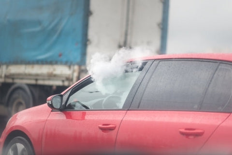 open car window with vapor