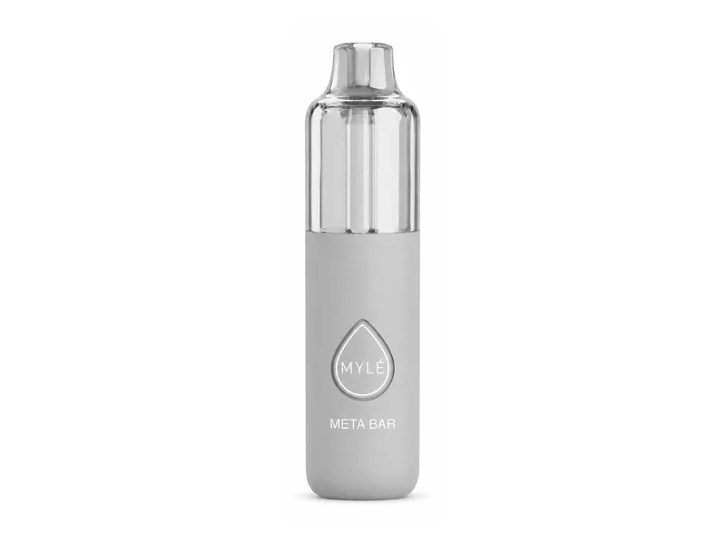 Myle Meta Bar+ 15000 Puffs disposable vape in Clear Ice, silver and clear device